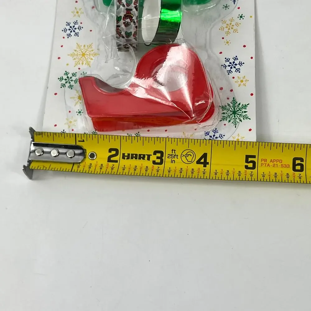 Vtg Christmas Tape Set 3 Mini Dispensers Foil & Patterned Rolls 1990s Taiwan